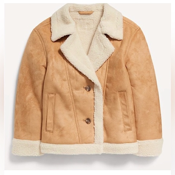 Old Navy Girls Tan Sherpa Coat - Picture 1 of 10